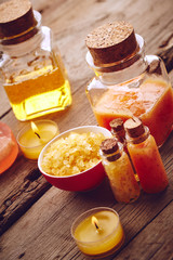 Spa still life with sea salt and scrub