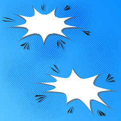 explosion sharp comic speech bubbles dot blue texture