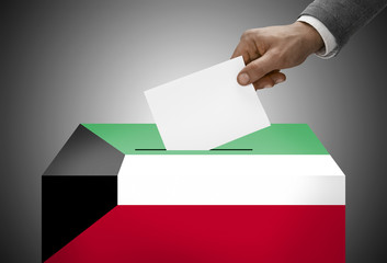 Ballot box painted into national flag colors - Kuwait