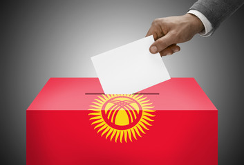 Ballot box painted into national flag colors - Kyrgyzstan