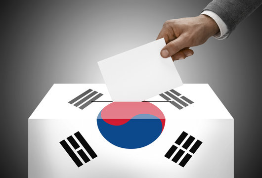 Ballot box painted into national flag colors - South Korea