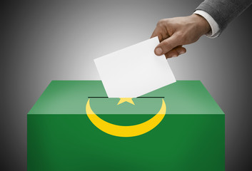 Ballot box painted into national flag colors - Mauritania