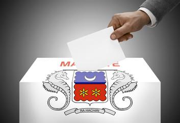 Ballot box painted into national flag colors - Mayotte