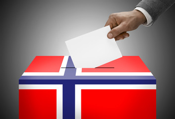 Ballot box painted into national flag colors - Norway