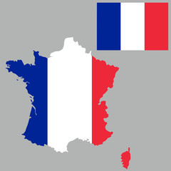 Map and flag of France
