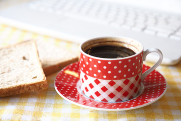 cup of coffee in coffee shop vintage color 