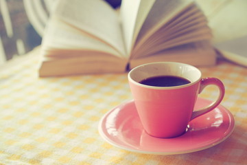 cup of coffee in coffee shop vintage color 