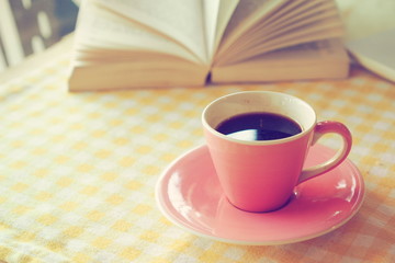 cup of coffee in coffee shop vintage color 