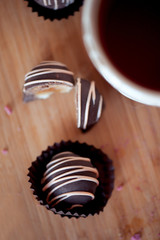 Chocolate sweets with coffee