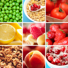 Collage with healthy food