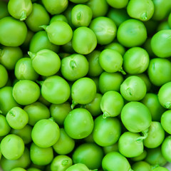 Green peas shelled close up