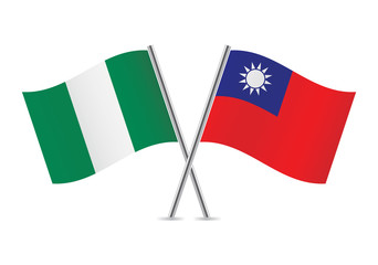Nigerian and Taiwanese flags. Vector illustration.