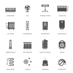 Heating, ventilation and conditioning icons set.