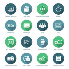 Set of finance and money icons.