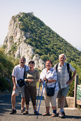 Happy tourists on the Rock of Gibraltar