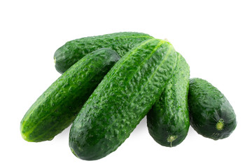 fresh cucumbers on white