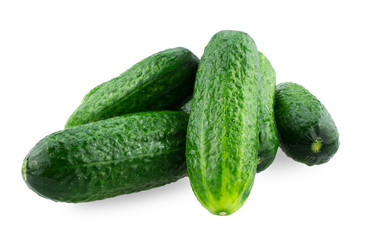 fresh cucumbers on white