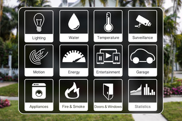 Home automation icons to control a smart home