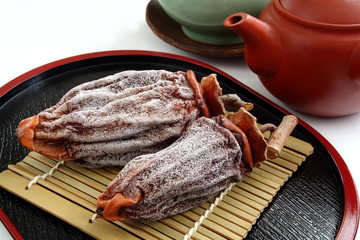 干し柿　日本茶