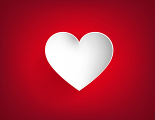 Corazón blanco aíslado en el centro de un fondo rojo. Amor