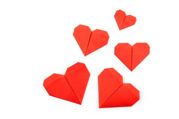 red paper origami heart