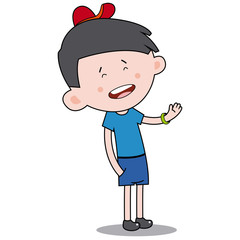 Figure boy in a blue suit.