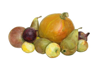 watercolor fruits