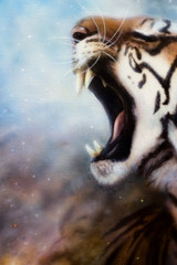 Fototapeta premium airbrush painting tiger head