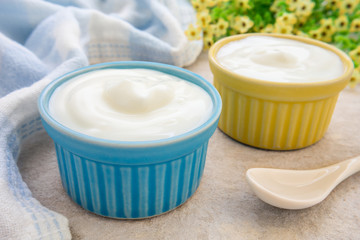 Fototapeta na wymiar Yogurt in bowl