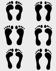 Prints of human feet, vector illustration