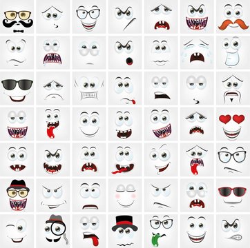 Набор 49 мультфильма лица с различных эмоций