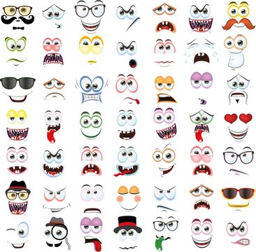 Набор 49 мультфильма лица с различных эмоций