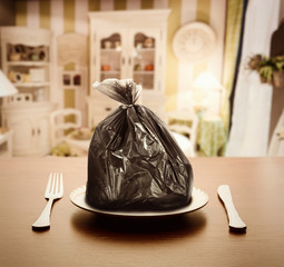 Garbage package instead of food