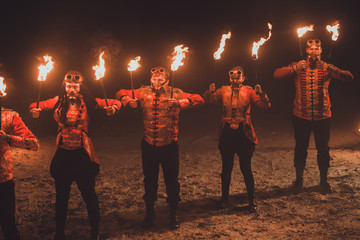 Beauty fire show in the dark