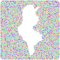 Map of the Republic of Tunisia - Africa - into a square icon