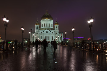Cathedral Of Christ The Savior at night.