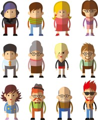 Набор векторных милые значки характер аватара