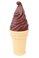 Toy chocolate ice cream isolated on white background