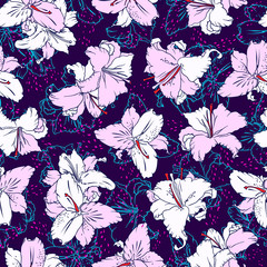 Seamless pattern with lilies