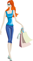 the girl goes shopping