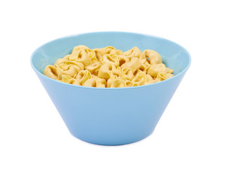 Ravioli dish on a white background