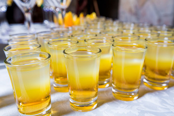 Catering - alcohol cocktails shots closeup