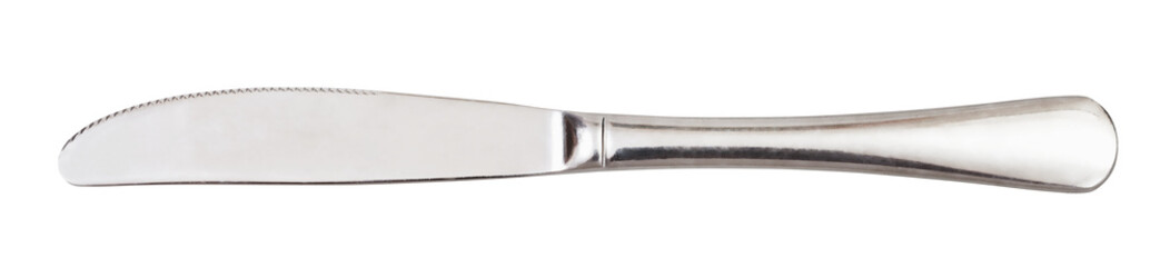 steel serving knife - cutlery isolated on white - obrazy, fototapety, plakaty