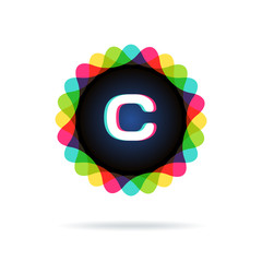 Retro bright colors Logotype, Letter C