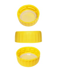 set yellow plastic stopper isolated on white background