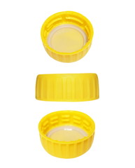 set yellow plastic stopper isolated on white background