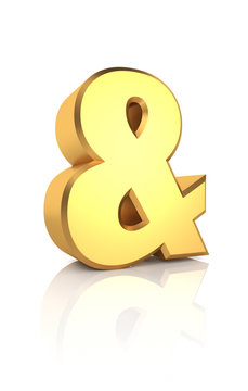 3D Gold Ampersand Sign