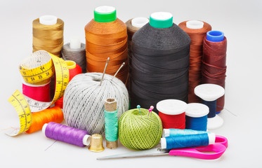 still life from sewing objects