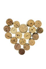 Wine corks form filled with heart shape vertical