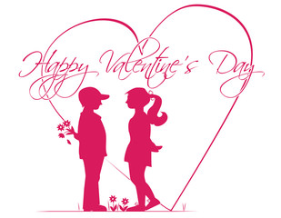 Romantic story of Valentine's Day. Vector illustration